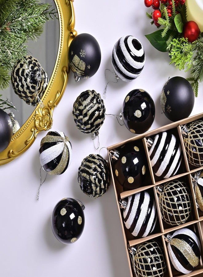 SVNVIOZ Christmas Tree Ball Ornaments 20ct Set, 2.36 Inch Black Gold White Classic Christmas Decorations, Shatterproof Hanging Ornaments for Xmas Holiday Decoration - Image 2